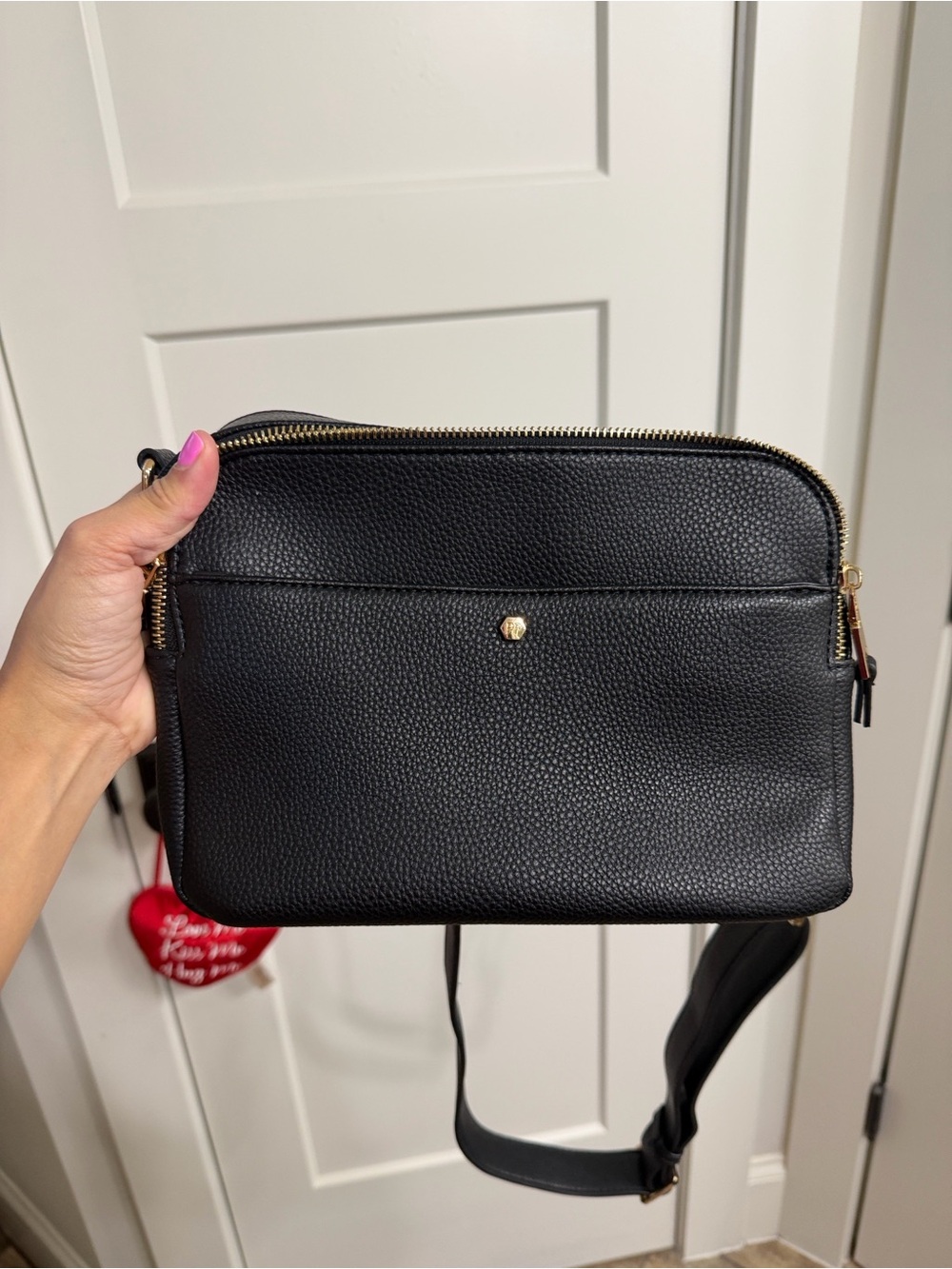Park and Faith Pebbled Crossbody Bag with Gold Hardware